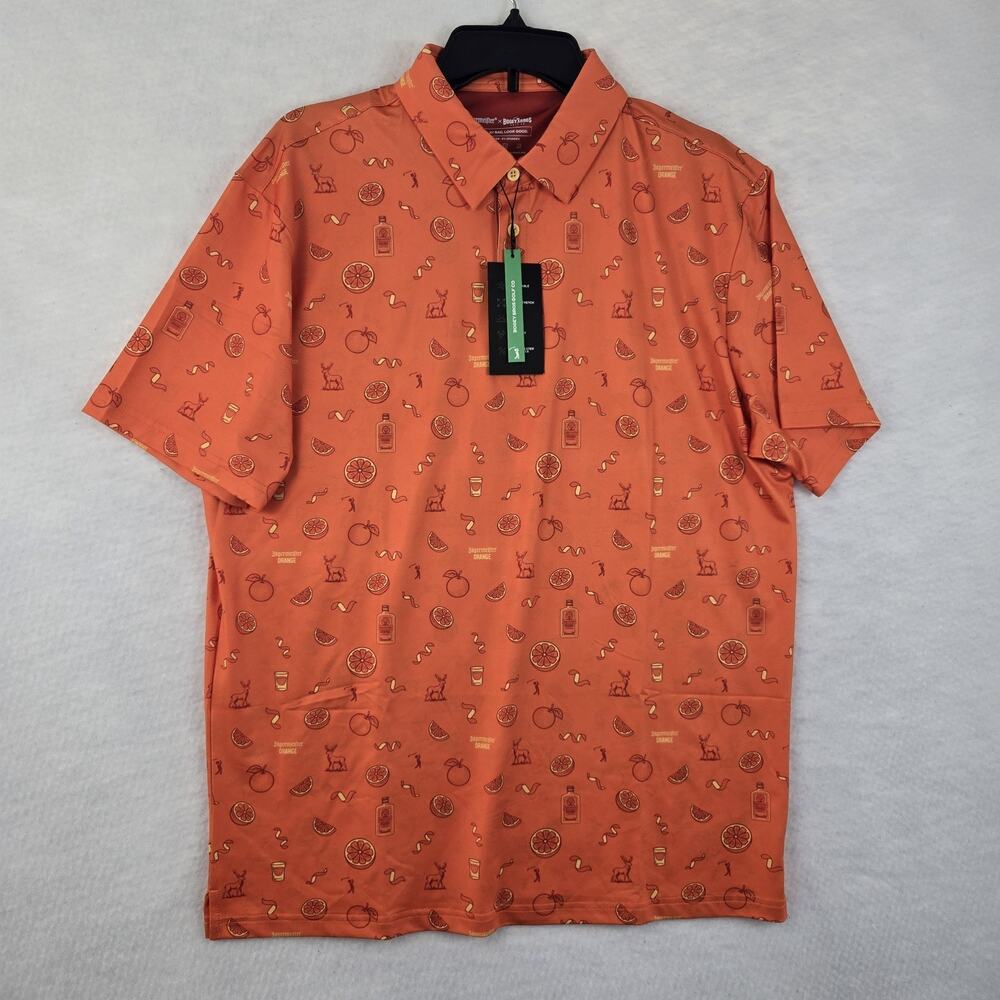 Jagermeister x Bogey Bros Golf Polo Shirt Mens Size Large Orange Novelty NEW